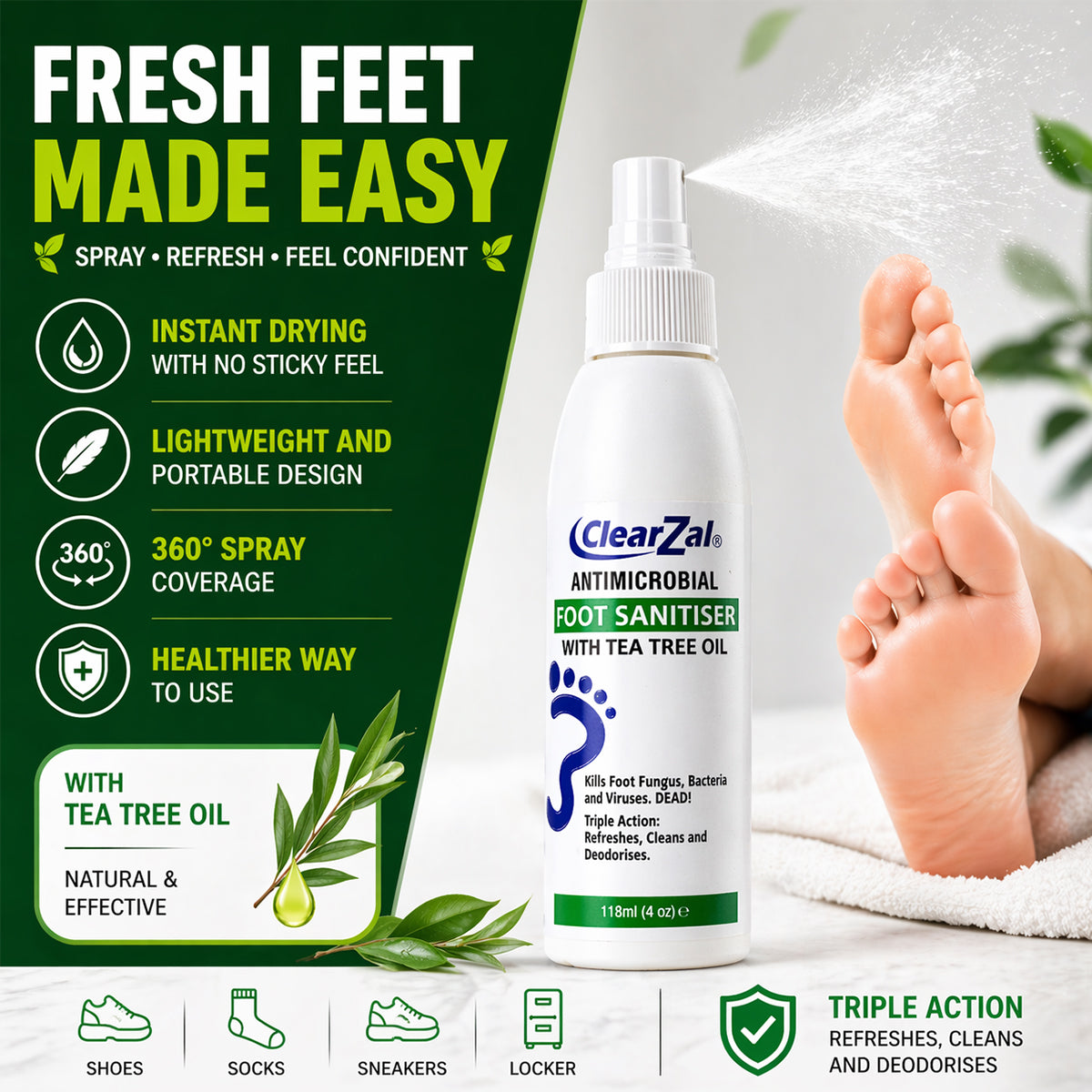 ClearZal® Antimicrobial Foot Sanitiser