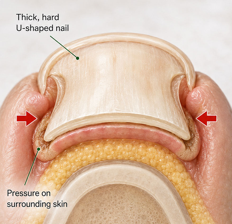 Thick, hard U-shaped nail